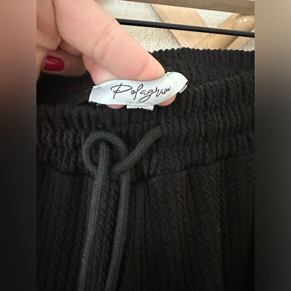 Polagram Well Made Waffle Black Waist Tie Pants Sz M - Picture 4 of 11